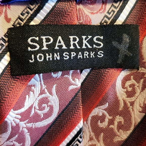Sparks by John Sparks red tie polyester great mixed patterns in stripes work - Picture 8 of 9